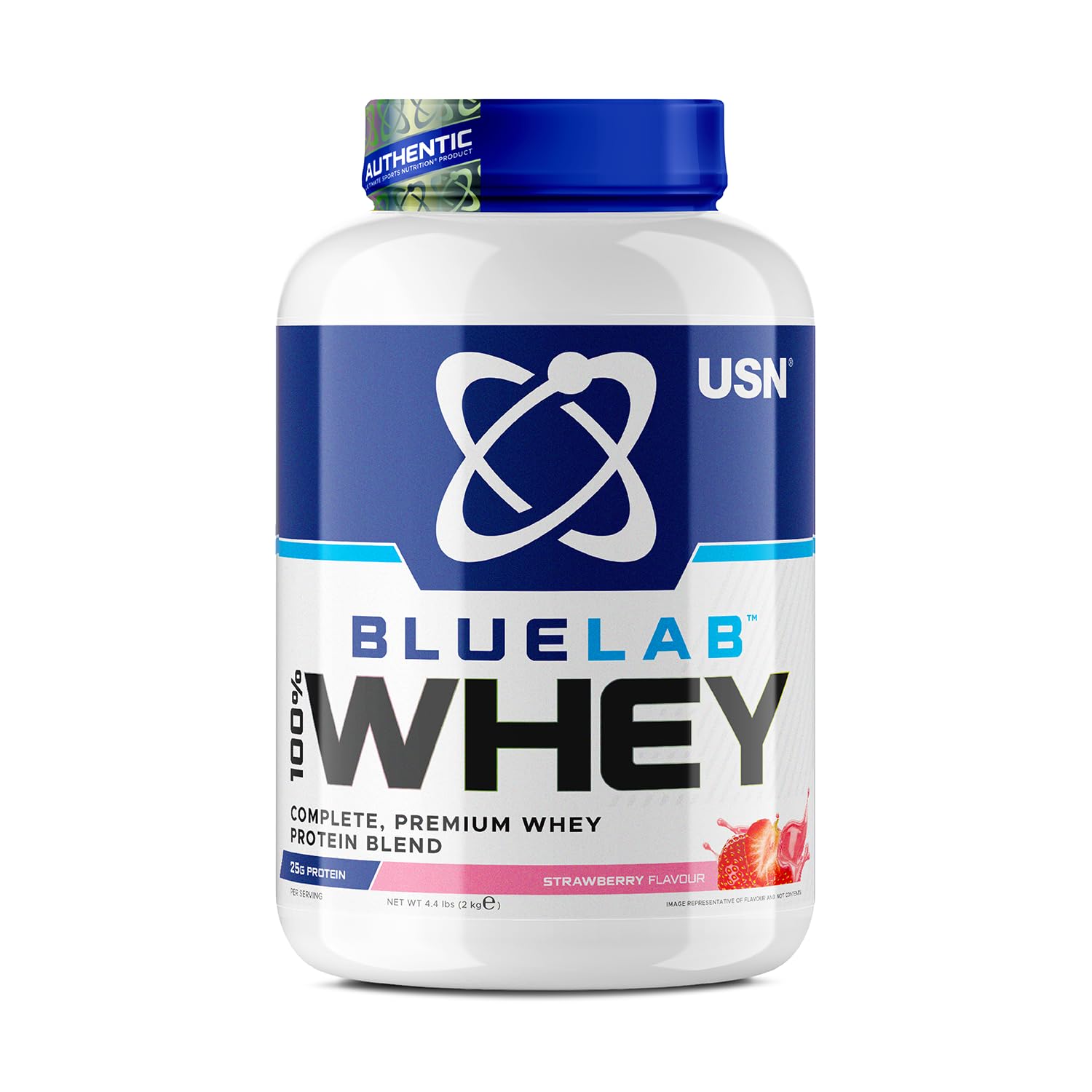 USN Blue Lab Whey Protein Powder: Strawberry - Whey Protein 2kg - Post-Workout - USN