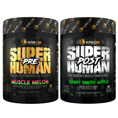 ALPHA LION Superhuman Pre Workout Powder & Post Workout Recovery Bundle, Sustained ALPHA LION