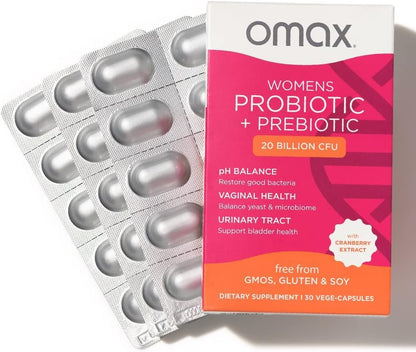 2 Pack Omax Prebiotics & Probiotics for Women, pH Balance, Vaginal Health, Urinary Tract, Yeast Omax3
