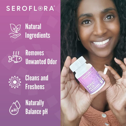Seroflora Boric Acid Vaginal Suppositories for Women + 1 Suppository Applicator - Helps Support Vaginal Odor pH Balance, Yeast Infection and Bacterial Vaginosis SerofloraBuy Supplements Australia