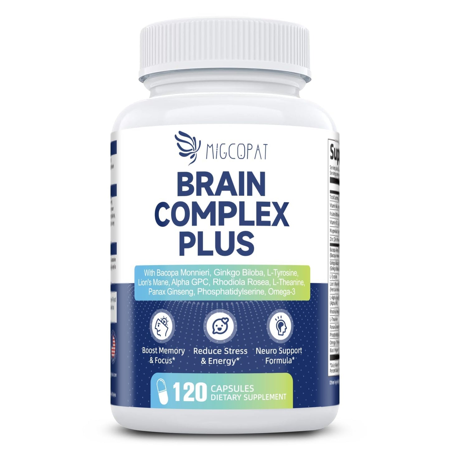 Brain Supplements for Memory and Focus | Nootropic with Bacopa Monnieri, Lion's Mane, Alpha GPC, Ginkgo Biloba | Mental Clarity & Cognitive Support | Vitamin B6 & B12 Neuro Health - Non-GMO, 120 Caps MigcopatBuy Supplements Australia