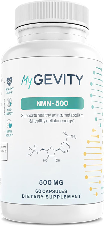 NMN 500mg per Serving – Over 99% Purity – Nicotinamide Mononucleotide Capsules for NAD+ Support, Cellular Energy & Healthy Aging – Vegan, Non-GMO, cGMP Certified Facility, Made in USA – 60 Capsules MyGevityBuy Supplements Australia