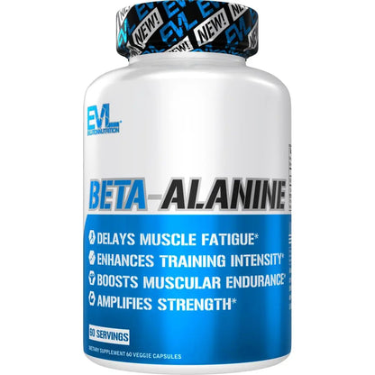 Evlution Nutrition Beta-Alanine Capsules - Enhance Training Intensity - 60 Count Beta Evlution