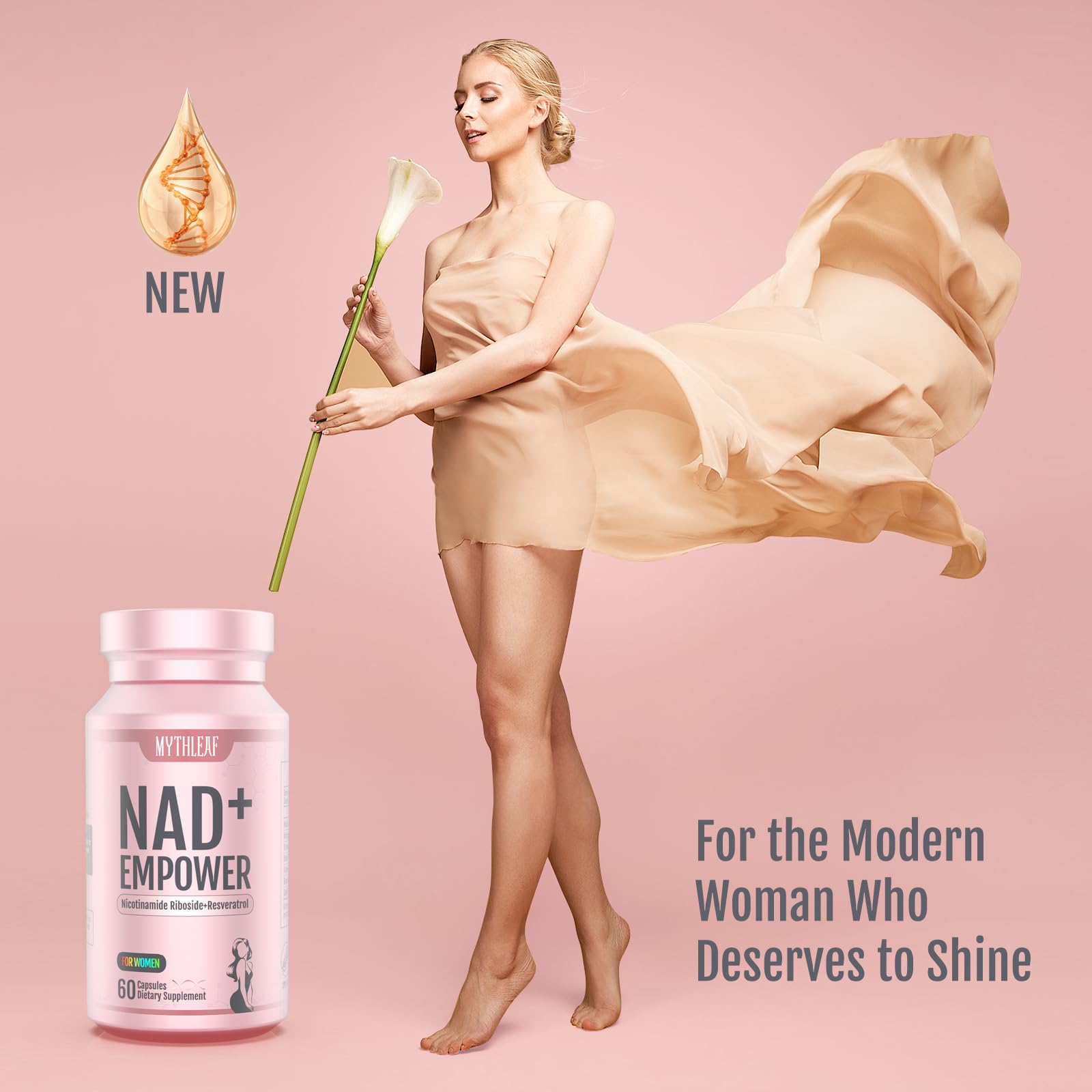 MythLeaf Exclusive NAD+ Supplement for Women,NMN Alternative with Resveratrol, CoQ10,Black Cohosh, Vitamin E for Cellular Health,Enhance Energy, Balance Mood, 60 Capsules,30 Day Supply MythLeafBuy Supplements Australia