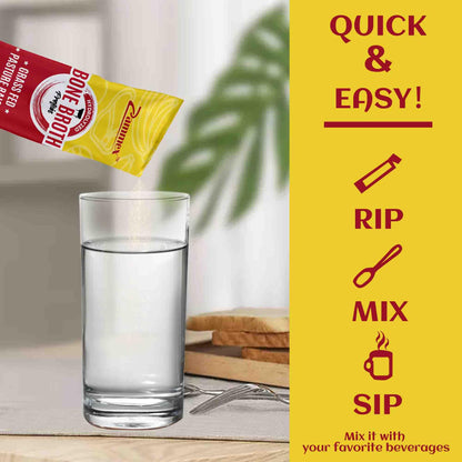 Zammex Bone Broth Packets-20g Collagen Protein-Beef Bone Broth Powder to Go-30 Travel Zammex