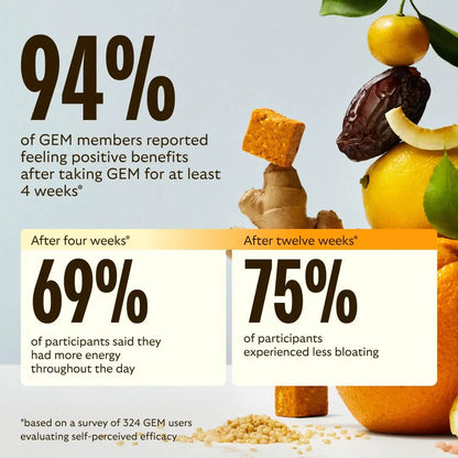 GEM Daily Bite for Women & Men, with 20+ Vitamins, Minerals & Superfoods Like Zinc, Vitamin D, B-Complex, K, Turmeric, Fiber & Prebiotics GEM