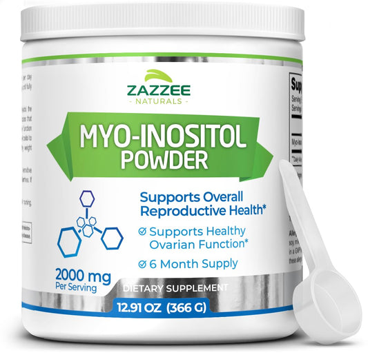 Zazzee Myo-Inositol Powder, 6 Month Supply, 183 Servings, 2000 mg per Serving Zazzee