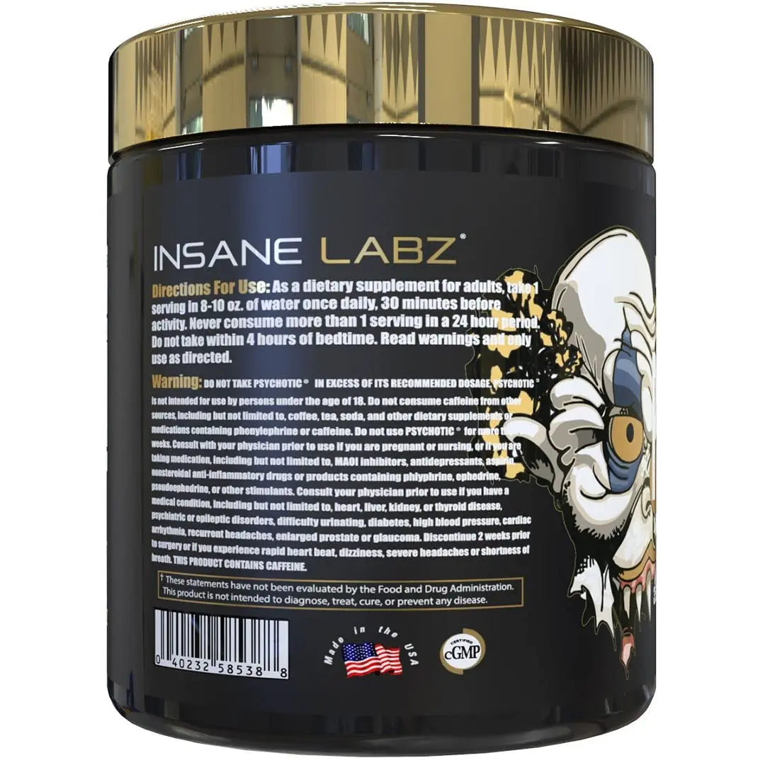 Insane Labz Psychotic Gold and Insane Veinz Gold Pre Workout Nitric Oxide Booster Stack Insane Labz
