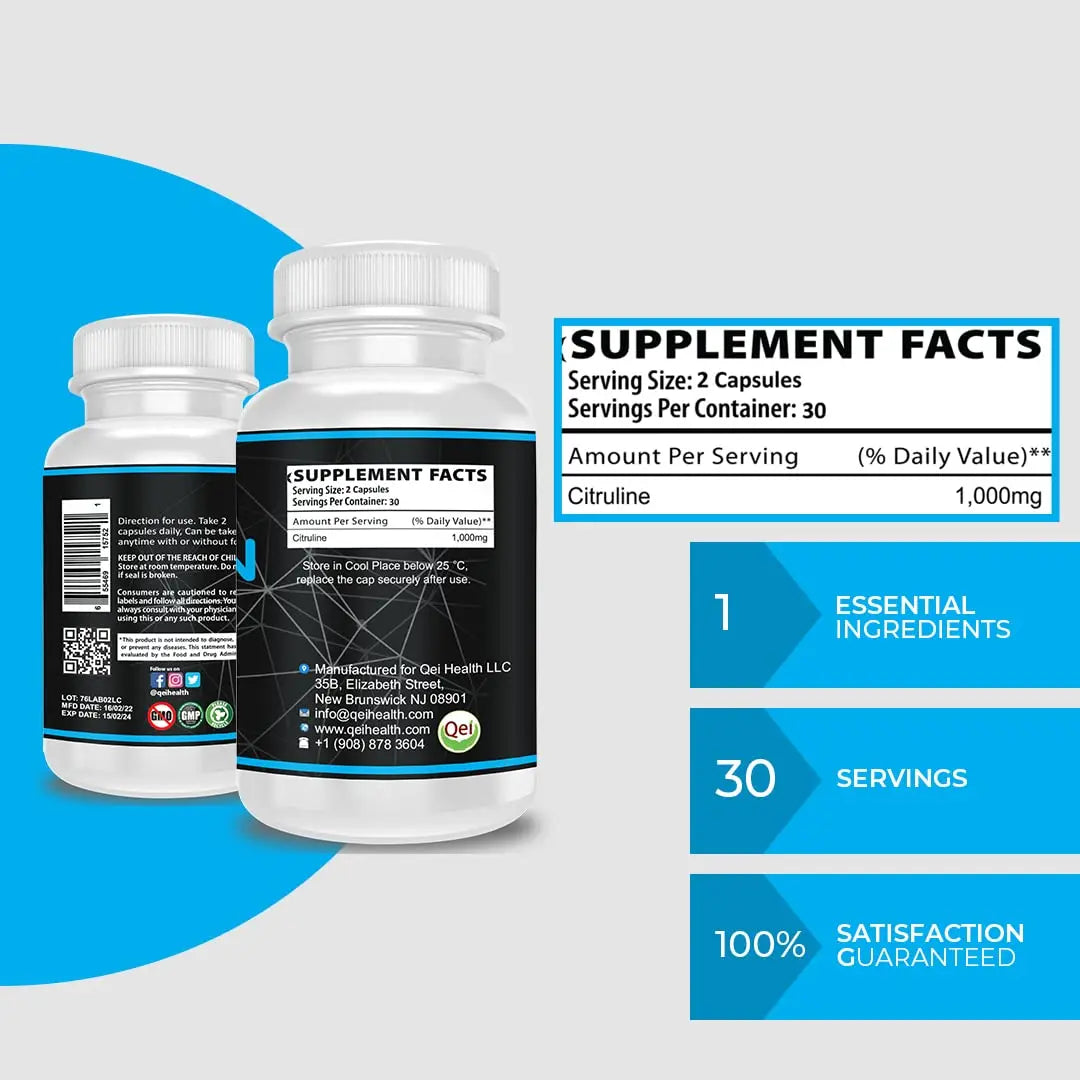 Qei Oxygen (Nitric Oxide) - L-Citrulline a Key Ingredient - Detoxes - Supports Blood Circulation Heath Secret