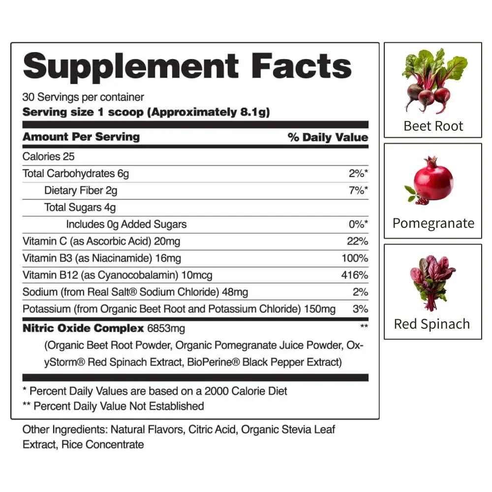 Snap Supplements USDA Organic Beet Root Powder, 3-in-1 Nitric Oxide Supplement Snap Supplements