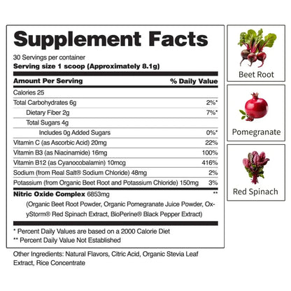 Snap Supplements USDA Organic Beet Root Powder, 3-in-1 Nitric Oxide Supplement Snap Supplements