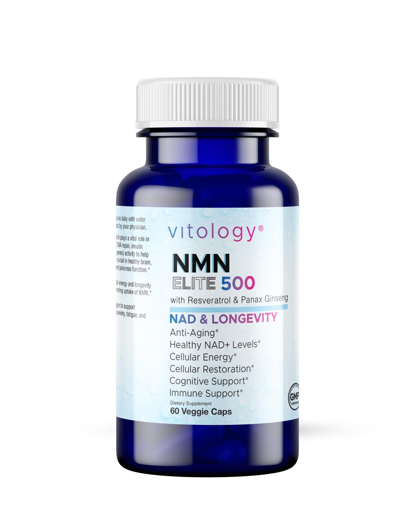 Vitology NMN Elite 500 – NMN 500mg, Resveratrol 200mg, Panax Ginseng 300mg – NAD+ Cellular Energy & Longevity Support Supplement – Focus, Vitality & Anti-Aging Formula – Non-GMO, Vegan Capsules VitologyBuy Supplements Australia