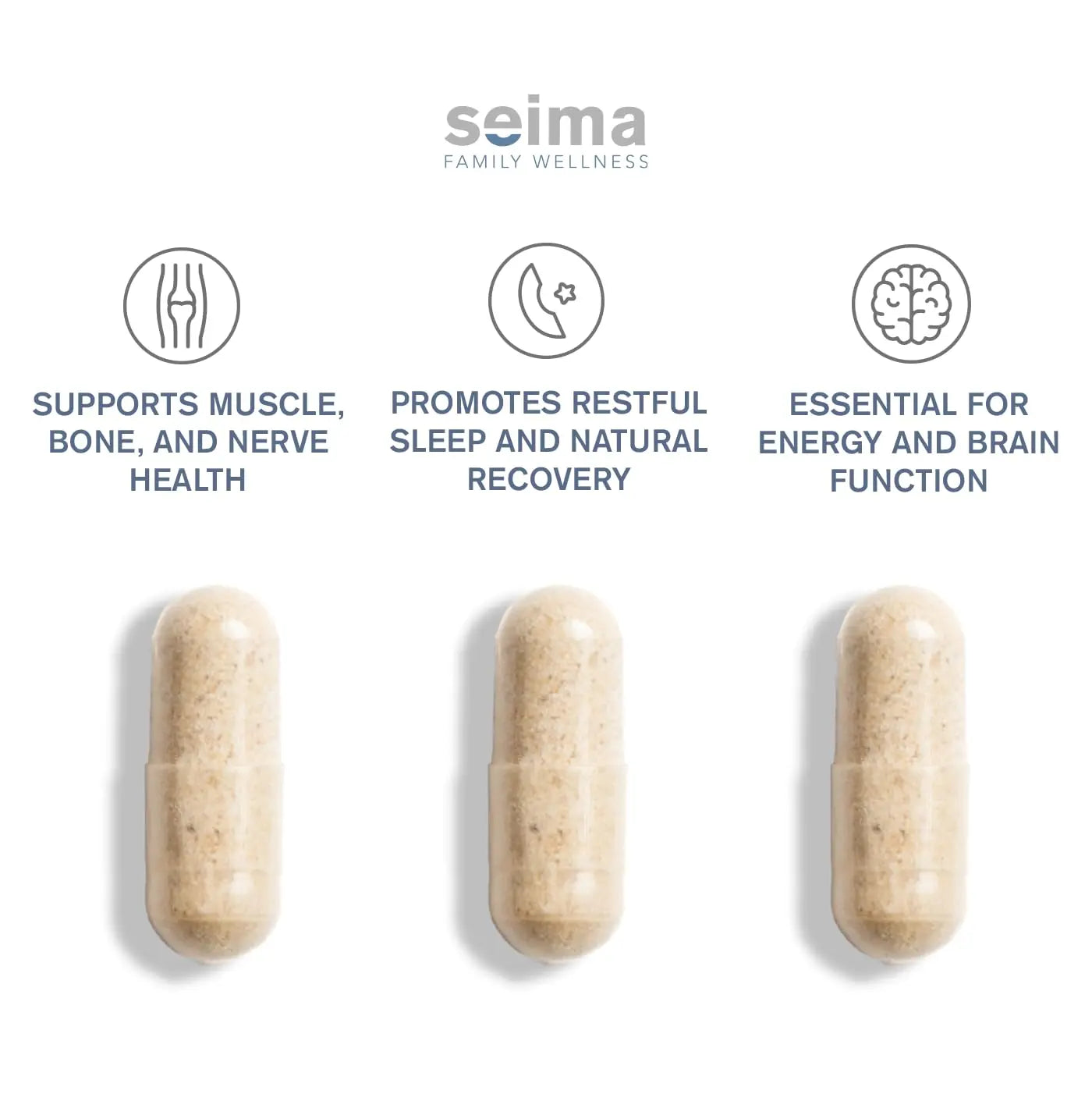 SEIMA - 4-in-1 Magnesium Complex – 1200 mg with Glycinate, Citrate, L-Threonate and Malate – Sleep, Stress Relief, Muscle Recovery, Energy and Well-Being for Women and Men, 90 Capsules Seima buy supplements Au