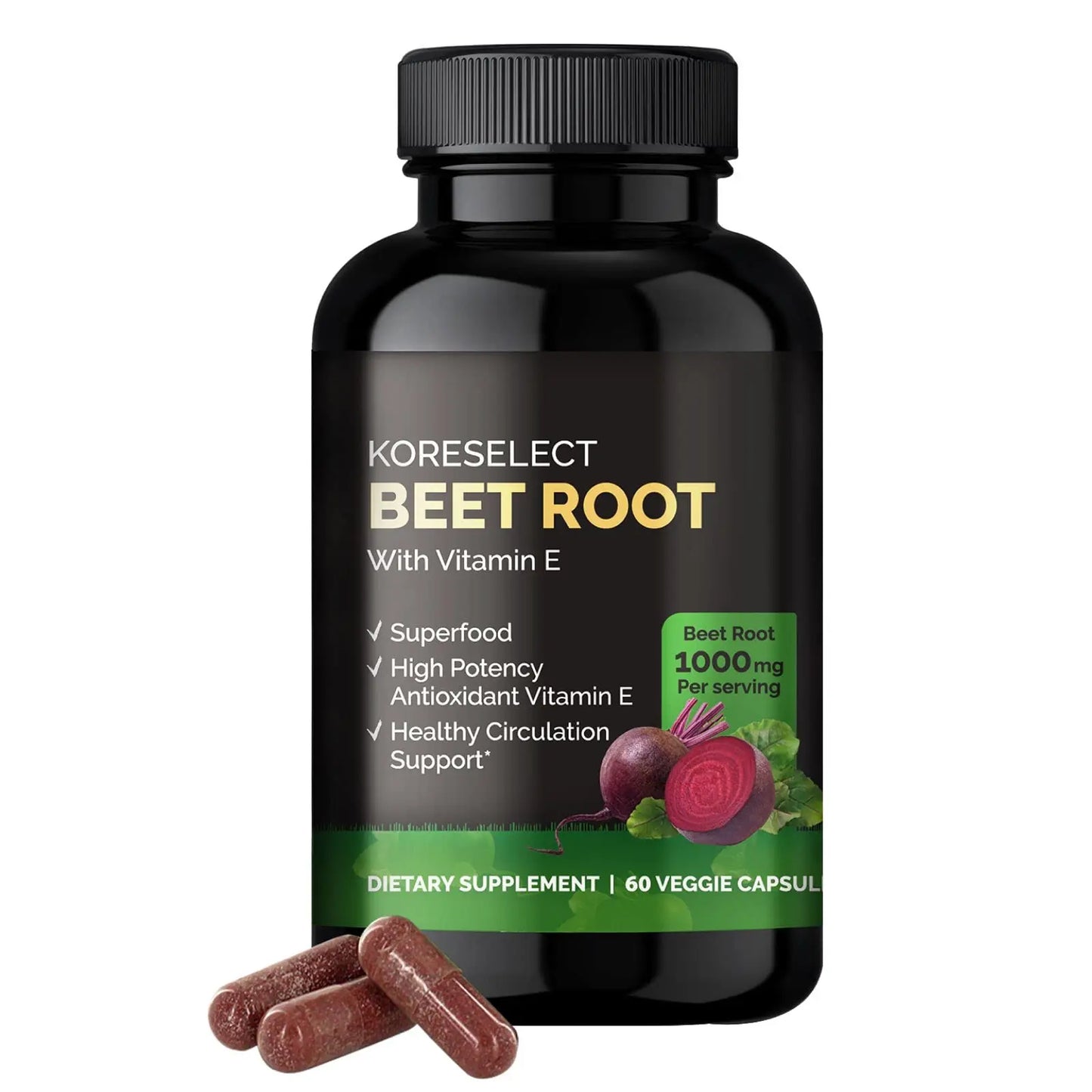 KORESELECT Beet Root & Tart Cherry Capsules 16,000mg Capsules Bundle for Nitric Oxide KORESELECT
