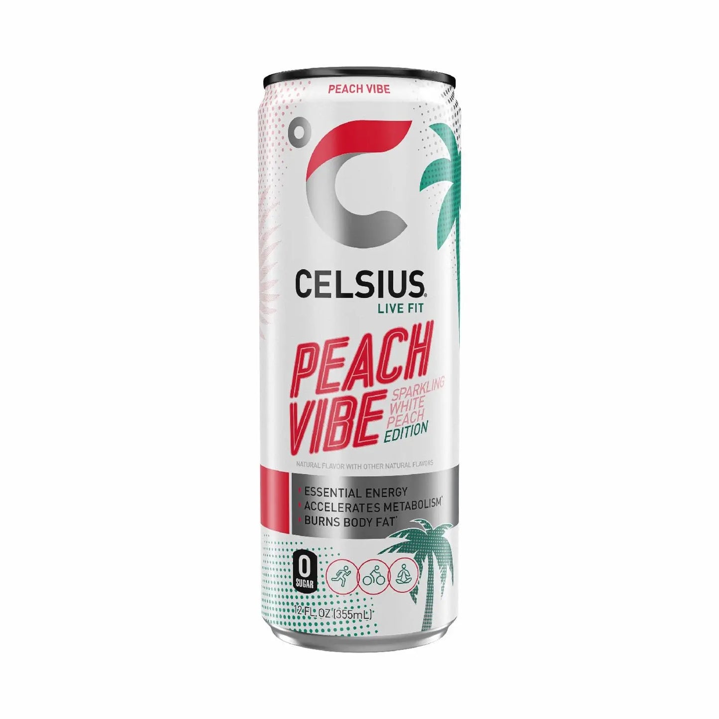 CELSIUS Sparkling Peach Vibe, Functional Essential Energy Drink, 12 Fl Oz CELSIUS