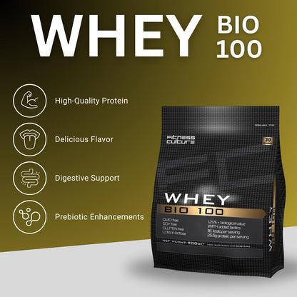 Fitness Culture Whey Bio 100 Whey Protein Powder with Pre and Pro Biotics Raspberry Flavour My Store
