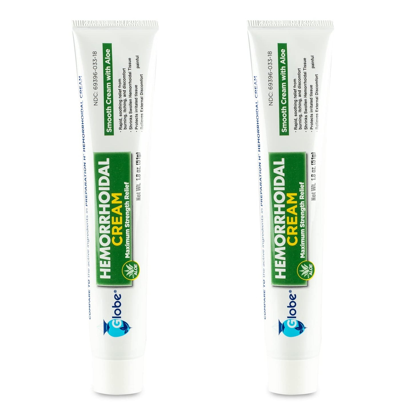 Globe Hemorrhoidal Cream (2 Pack) 1.8 oz w/Applicator Phenylephrine, Pramoxine with Aloe, Relief from Burning, Itching and Discomfort of Hemorrhoids. GlobeBuy Supplements Australia