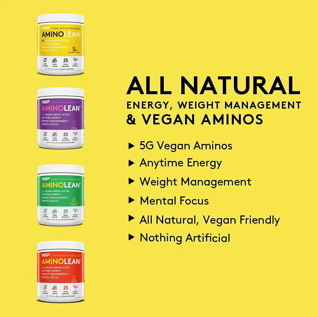 RSP NUTRITION Vegan AminoLean Pre Workout Energy (Mango 25 Servings) with AminoLean RSP NUTRITION