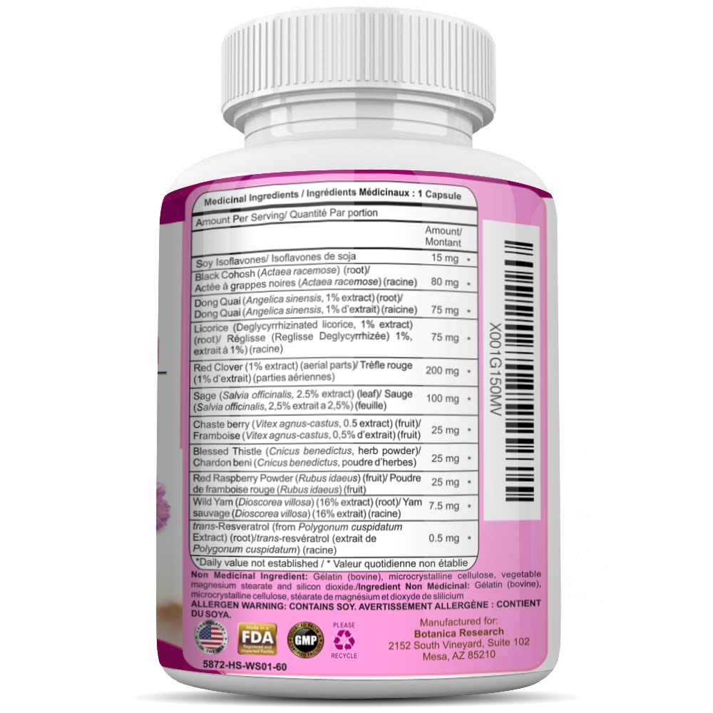 Menopause Relief Support For Hot Flashes Nights Sweats Hormonal Balance Support Supplement Botanica Research