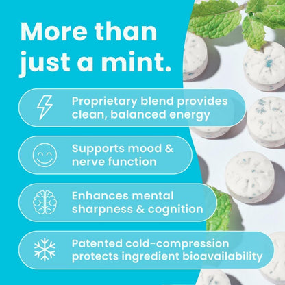 Neuro Energy & Focus Mints - Sugar Free Breath Mints with 40mg Natural Caffeine, B Vitamins & L-Theanine - Vegan Brain Supplement for Exercise, Study & Daily Focus - Peppermint, 72 ct NeuroBuy Supplements Australia