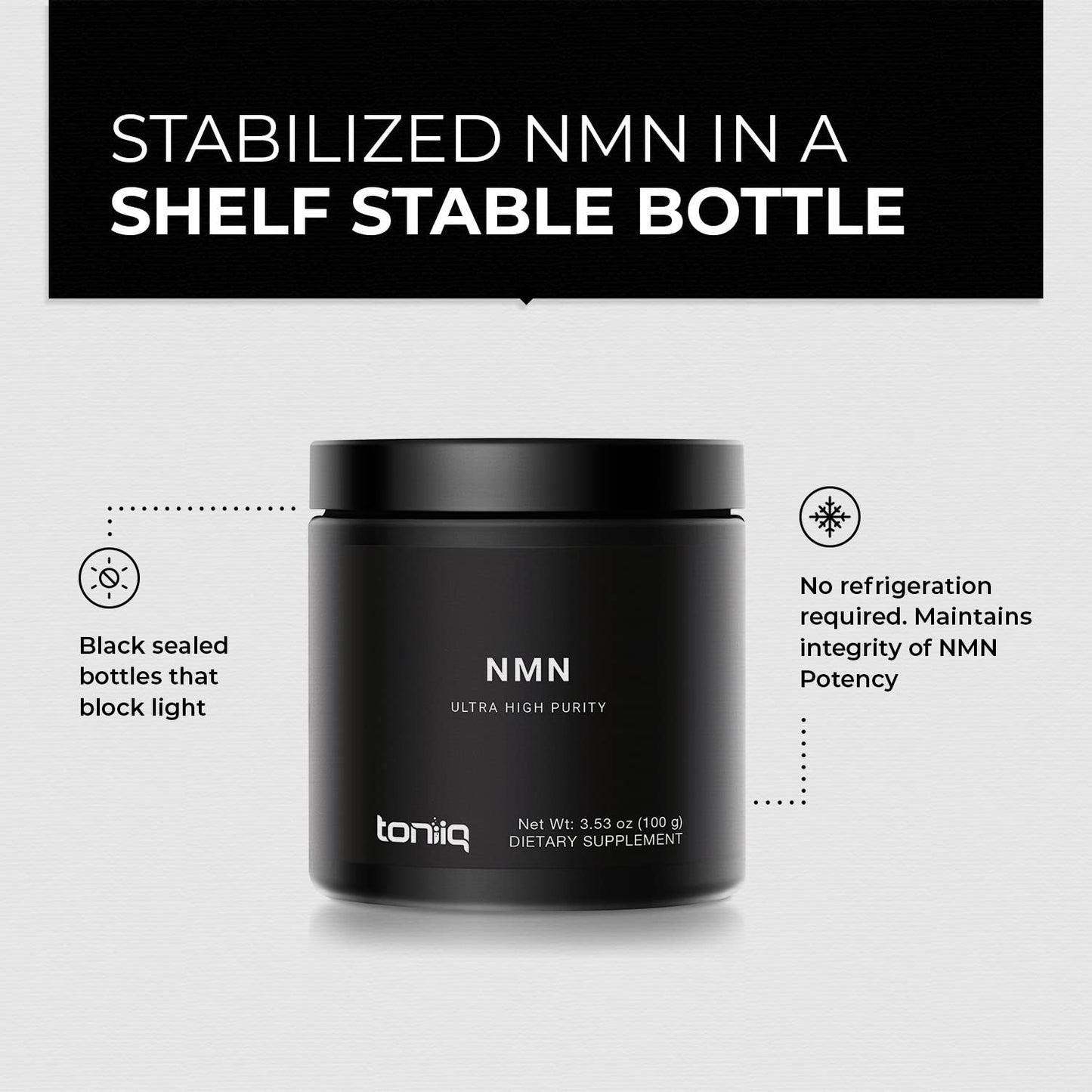 Toniiq Ultra High Purity NMN Powder - 100 Grams - 99.5% Highly Purified and Highly Bioavailable - Fully Stabilized Formula - Supports NAD+ Levels - Nicotinamide Mononucleotide Powder Supplement ToniiqBuy Supplements Australia