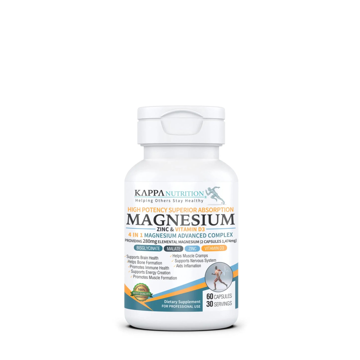 Kappa Nutrition magnesium supplement bottle on a white background