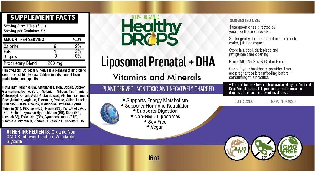 Liposomal Prenatal Vitamins - Minerals and DHA Healthy DROPS