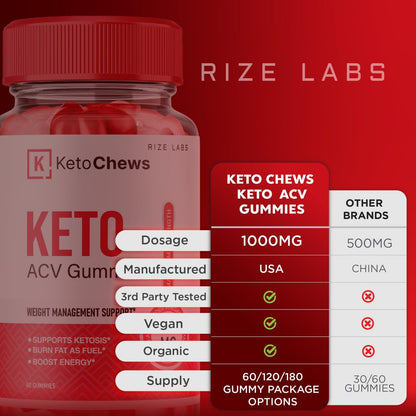(2 Pack) Keto Chews Gummies - Keto Chews ACV Gummies for Weight Loss 525 MG rize labs