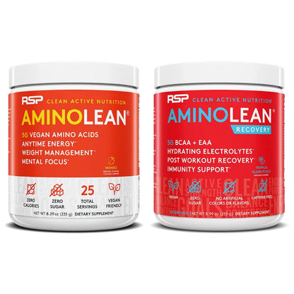 RSP NUTRITION Vegan AminoLean Pre Workout Energy (Mango 25 Servings) with AminoLean RSP NUTRITION