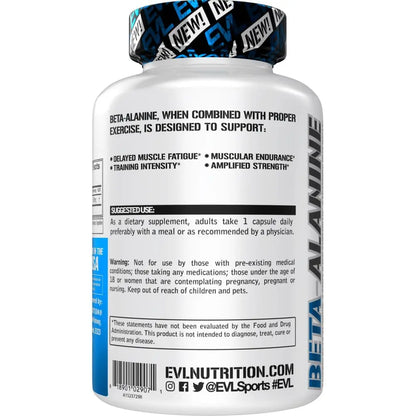 Evlution Nutrition Beta-Alanine Capsules - Enhance Training Intensity - 60 Count Beta Evlution