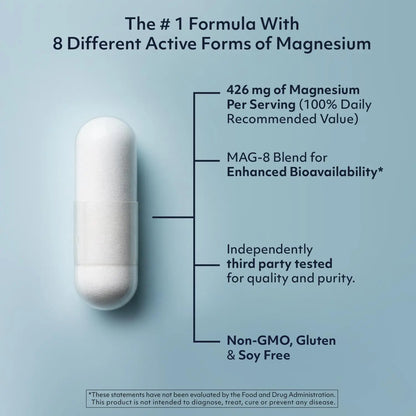 8 in 1 Magnesium Complex for Women & Men 426mg | 180 Vegan Capsules | MAG-8 Blend: Citrate, Bisglycinate, Malate, & More | Non-GMO Magnesio Complex Supplement | Provides 100% Daily Recommended Value Teraputics buy supplements Au
