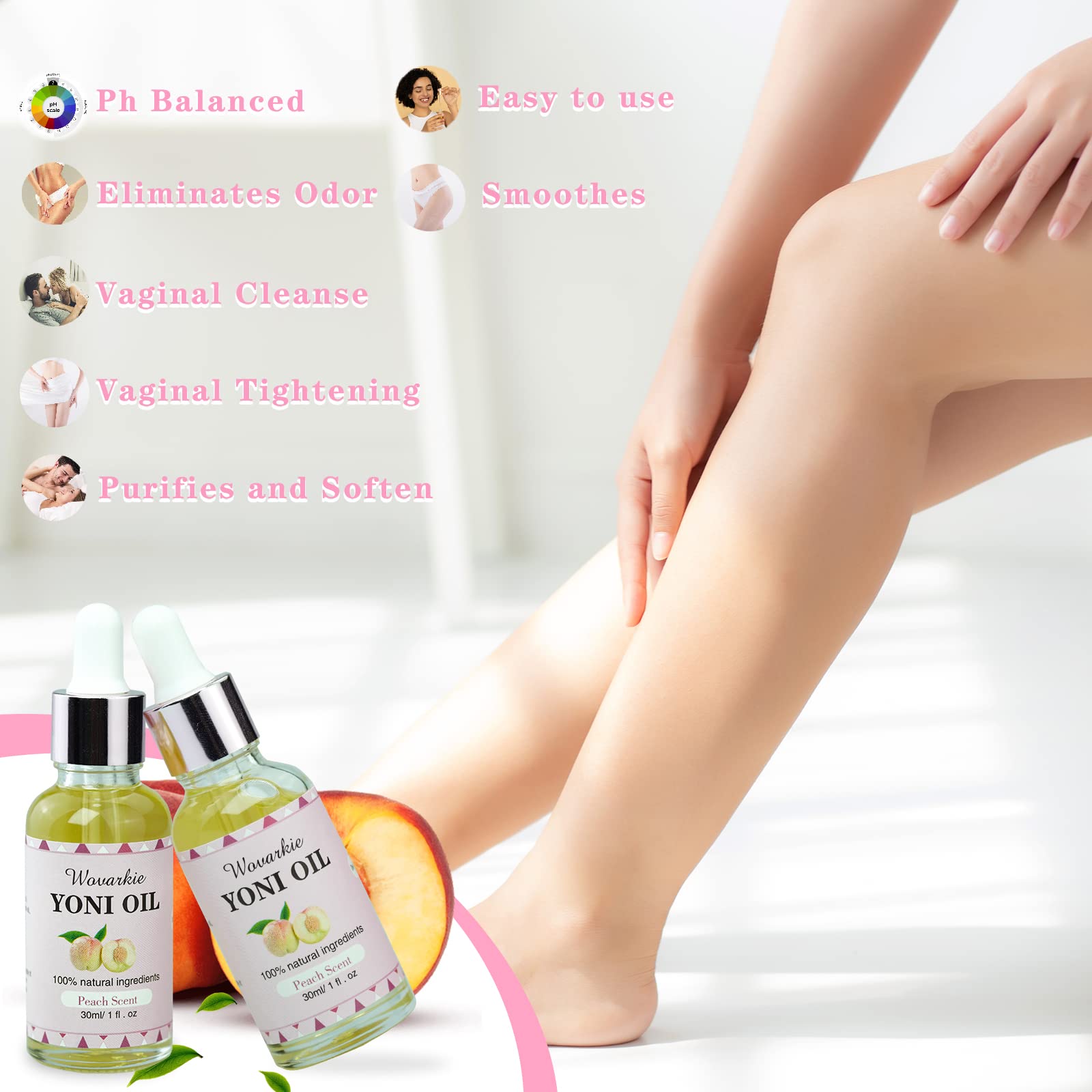 2 Packs Yoni Oil for Women, 1 fl oz/30 ml Feminine Oil Intimate Deodorant for Women, Eliminates Odor Wovarkie