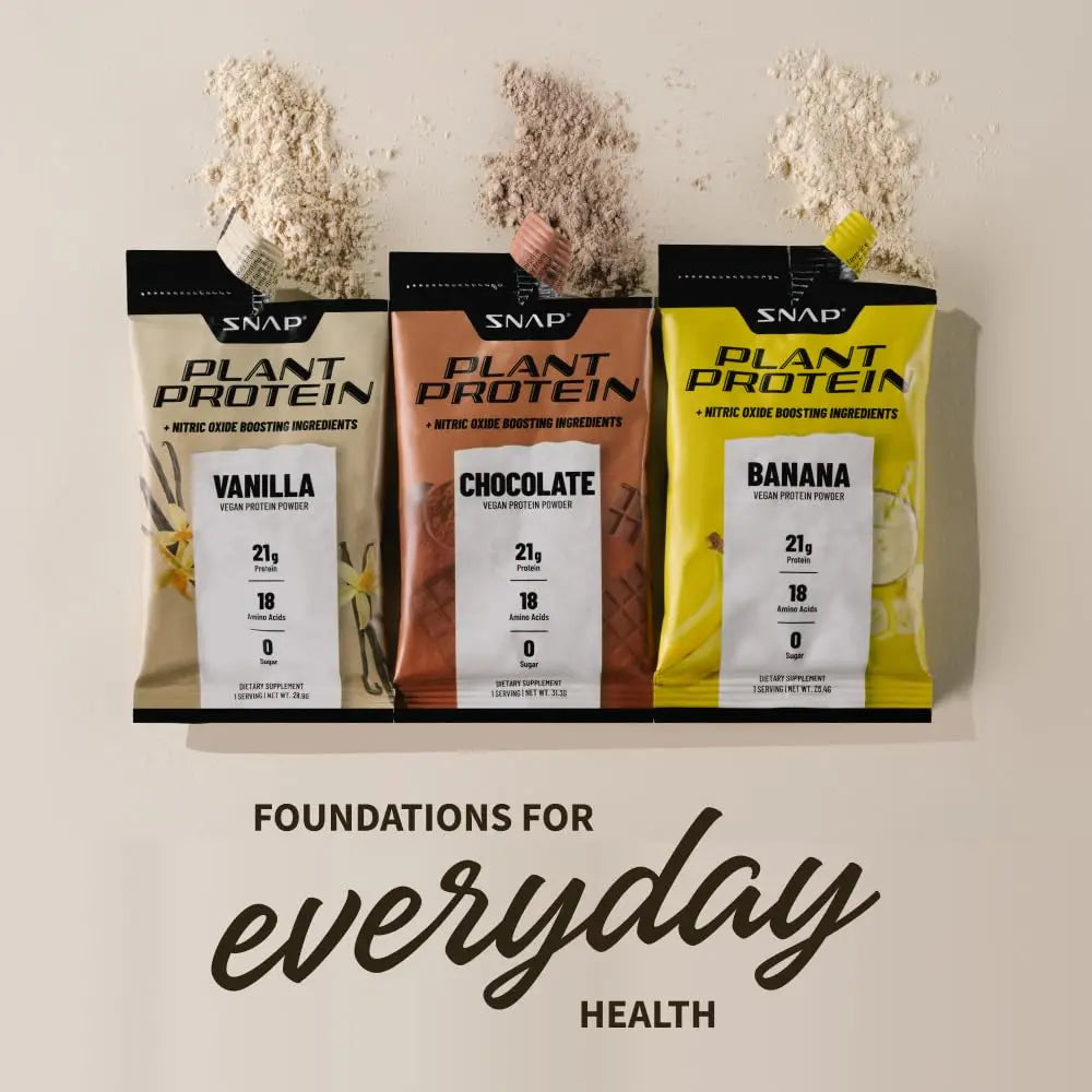Snap Supplements 100% Plant Based Protein Powder Stick Packs with Nitric Oxide Booster Snap Supplements