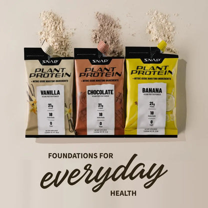 Snap Supplements 100% Plant Based Protein Powder Stick Packs with Nitric Oxide Booster Snap Supplements