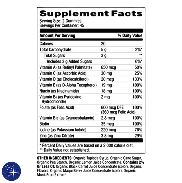 Grapefruit & Pomegranate Prenatalmulti Vitamin Spring Valley Non GMO Dietary Supplement Gummies YOLOMOLO