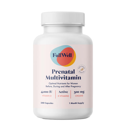 FullWell Prenatal Vitamins Lemon | choline, folate, vitamin D for fetal growth, brain development FullWell