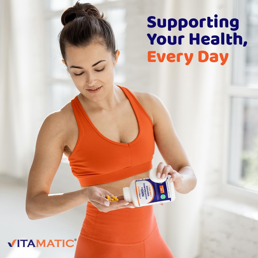 Vitamatic NAD Nicotinamide Riboside Supplement 1300mg 60 Ct - Support Healthy Aging, Cellular Energy Production, Made with Riboside, Quercetin, Resveratrol, Green Tea, & Acai Powder VitamaticBuy Supplements Australia