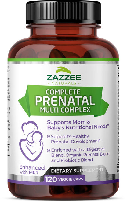 Zazzee Extra Strength Complete Prenatal Multi Complex, 120 Vegan Capsules, 2 Month Supply Zazzee