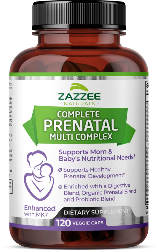 Zazzee Extra Strength Complete Prenatal Multi Complex, 120 Vegan Capsules, 2 Month Supply Zazzee