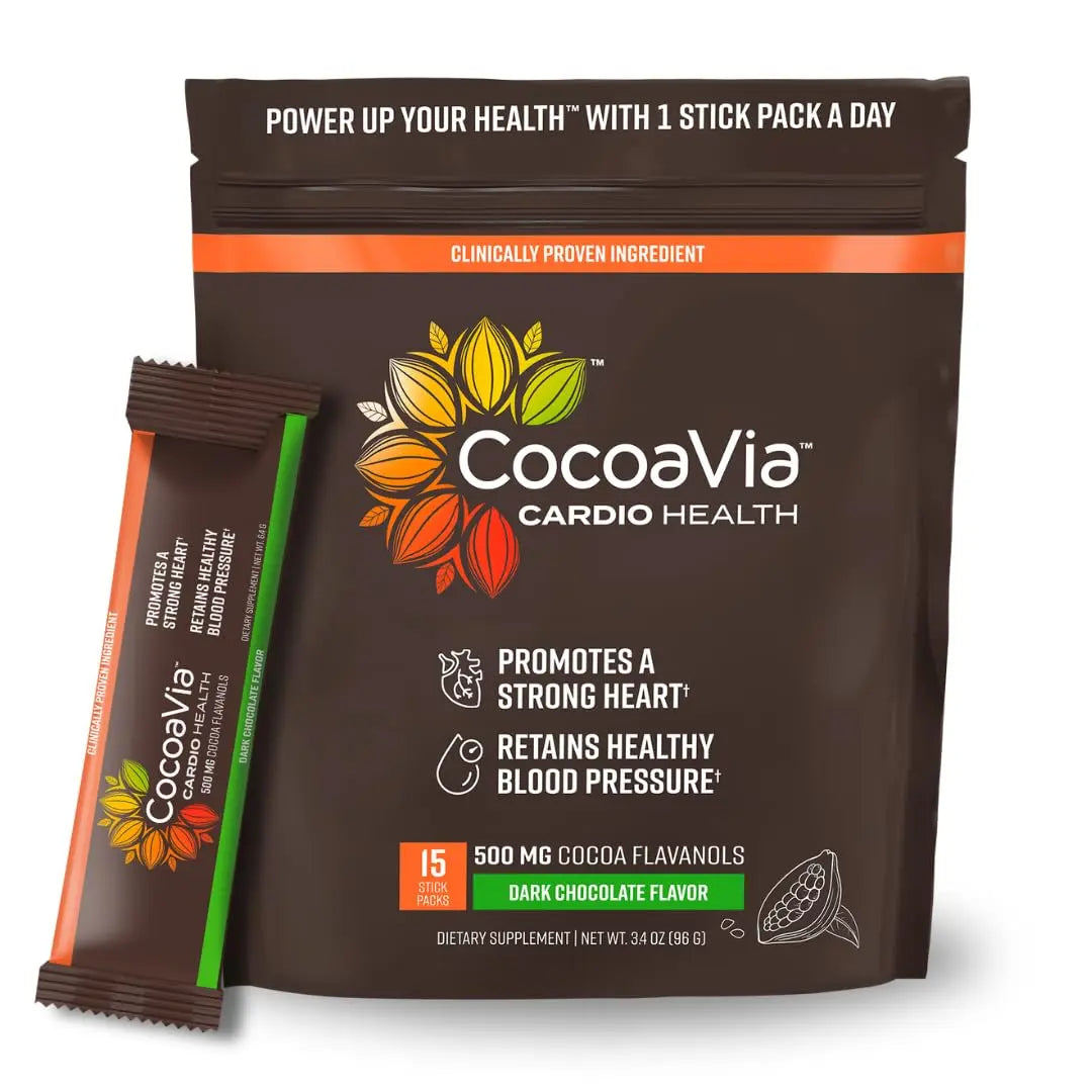 CocoaVia Cardio Health Cocoa Powder, 15 Single Serve Sticks, 500mg Cocoa Flavanols CocoaVia