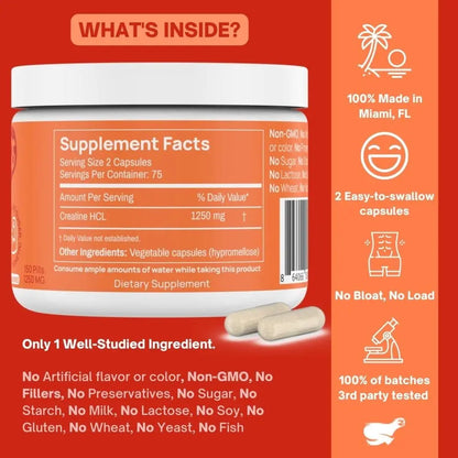 Pre Workout Pills and Creatine HCL Pills Bundle - Endless Energy, Muscle Growth, Endurance Goba Tea