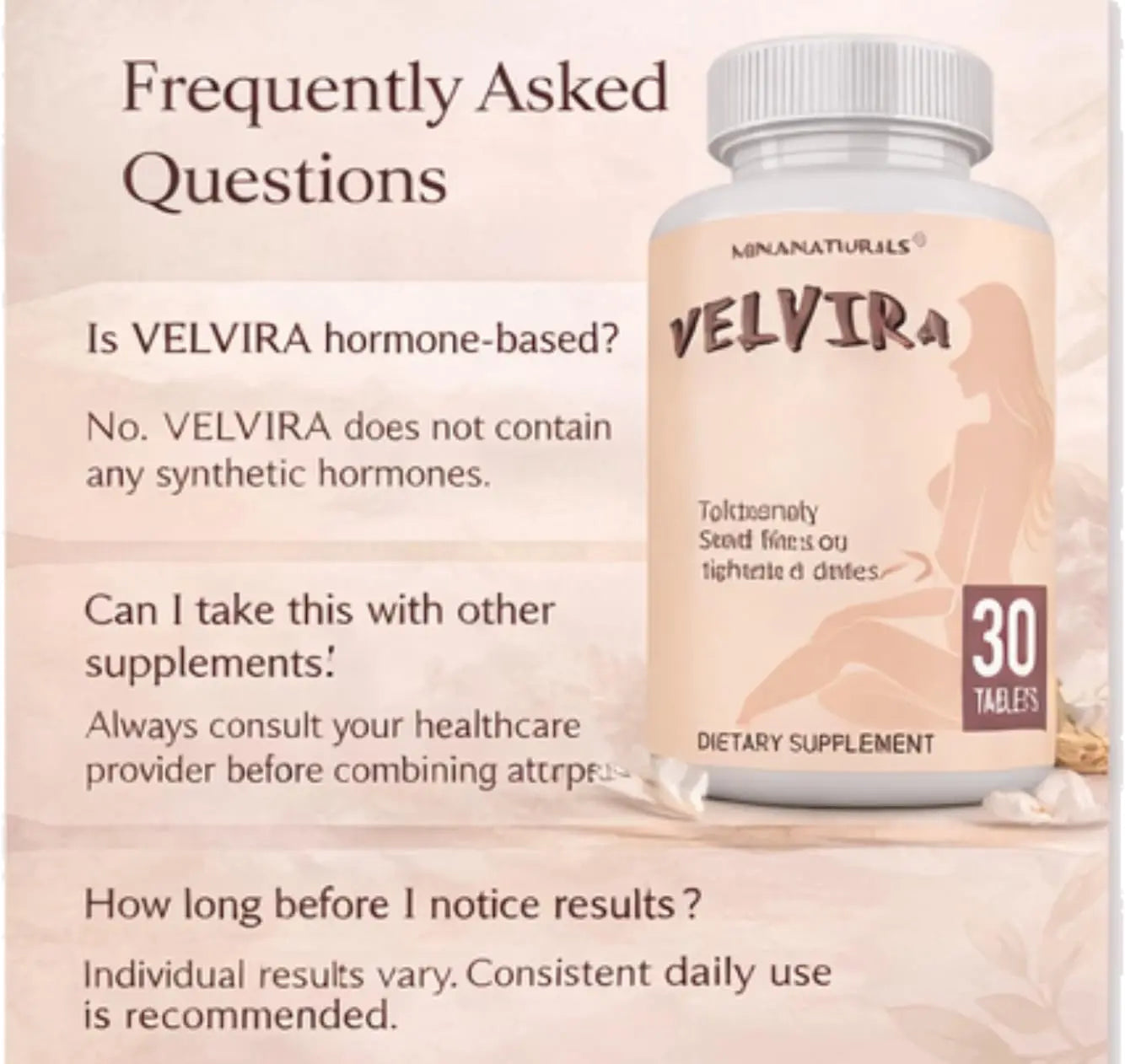 MINANATURALS VELVIRA Feminine Wellness Support Supplement for Women Herbal Rejuvenation Formula with Vitamins, Amino Acids & Collagen 30 Tablets MINANATURALS buy supplements Au