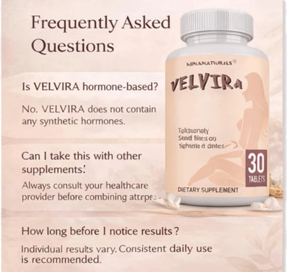 MINANATURALS VELVIRA Feminine Wellness Support Supplement for Women Herbal Rejuvenation Formula with Vitamins, Amino Acids & Collagen 30 Tablets MINANATURALS buy supplements Au