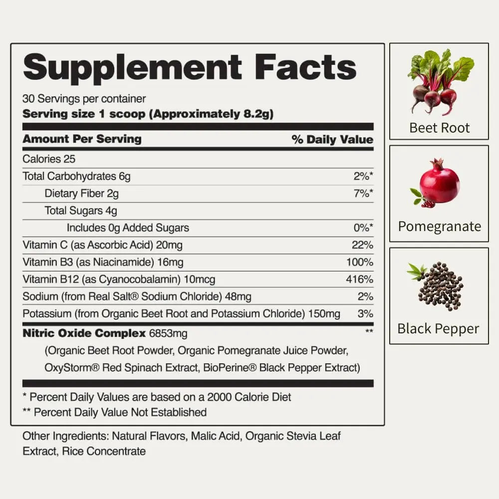 Snap Supplements USDA Organic Beet Root Powder, 3-in-1 Nitric Oxide Supplement Snap Supplements