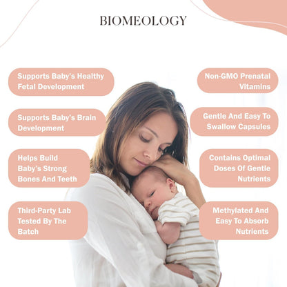 Biomeology Prenatal Vitamins - Methylated Pregnancy Multivitamin with Bioavailable Nutrients Biomeology