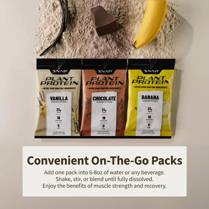 Snap Supplements 100% Plant Based Protein Powder Stick Packs with Nitric Oxide Booster Snap Supplements