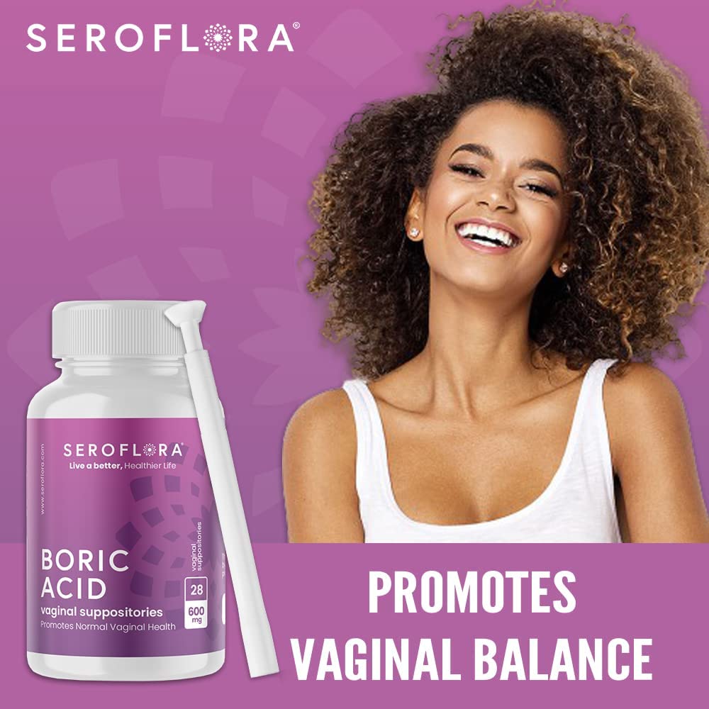 Seroflora Boric Acid Vaginal Suppositories for Women + 1 Suppository Applicator - Helps Support Vaginal Odor pH Balance, Yeast Infection and Bacterial Vaginosis SerofloraBuy Supplements Australia